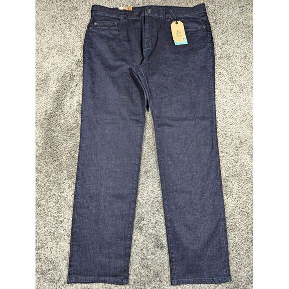 prAna Jeans Mens 40x32 Blue Hillgard Slim Tapered Rinse Wash Hiking Outdoors NEW - Picture 1 of 12